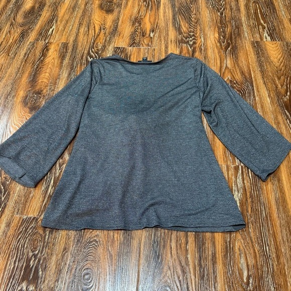 Alfani Dark Gray Sparkle Women's Blouse Front Knot Tie Size S Small - Picture 2 of 7